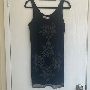 Abercrombie black slip dress with beading and embroidery